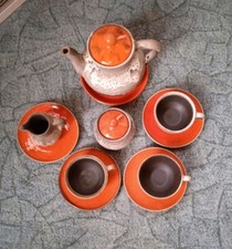 Silberdistel Fayencen Geschirr, 12 Teile - unbenutzt, 70er Jahre (inkl. Versand)