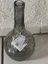 Boltze Glas Vase Flaschenform 33 cm mit Etikett modernes Design