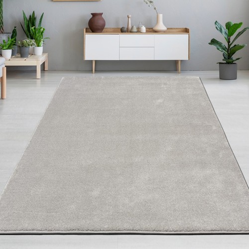 Teppich silber modern uni - teppich,