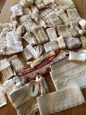 KONVOLUT VINTAGE RARITÄTEN - Borten, Klöppelspitze, Stickerei, Häkelborte etc.