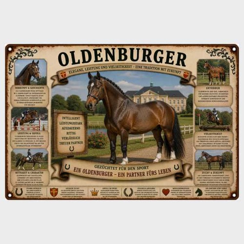 Blechschild oldenburger pferd - oldenburger,