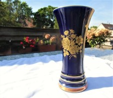 R Bavaria Echt Kobalt Porzellan Blumenvase Goldbemalung Goldrand 20 cm
