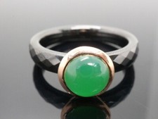 GOLDJUNGE69 * LA LUNA DESIGN  RING (18) CHALCEDON GRÜN  KERAMIK& 925er SILBER/RV