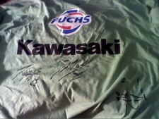 T-Shirt mit Orginal Unterschriften der Kawasaki Werksfahrer von 2003