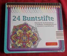 24 Buntstifte in Metallbox