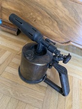 Schöne alte Lötlampe Express Brenner Unis France aus Messing Benzin Lötlampe