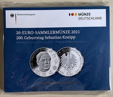 20 Euro Sterlingsilber in PP, 2021 Deutschland, 200. Geburtstag Sebastian Kneipp