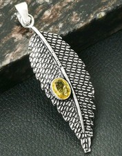 Citrin Blatt Anhänger - 925