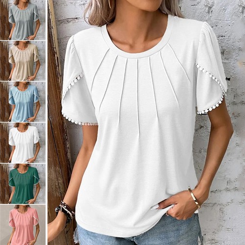 Damen rundhals plissierte - damen,