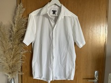 H&M Herren Basic Kurzarm Hemd ~ Gr. L 41 42 ~ Weiß ~ klassisch ~ Freizeit ~
