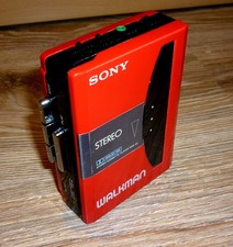 Walkman Sony WM 34 Stereo Kassetten Player Neu Antriebsriemen Rot Made in Japan