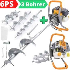 Benzin Erdbohrer Erdbohrgerät Erdlochbohrer 6PS Pfahlbohrer Bohrer Set 300mm Set