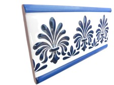 Fliesenbordüren 20x10cm Bordüren Fliesen Vives Listelo Dupre marino blau weiß