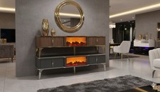 Sideboard Art Deco mit Kamin 160 cm – Modernes Design, LED-Beleuchtung, Zimmer