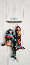 3 große Fische aus Stoff Treibholz Muscheln Geschenk Wand Fensterdeko mobile
