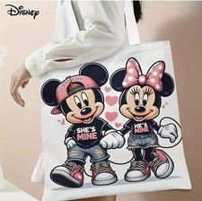 MICKEY MINNIE MOUSE WEISSES SEGELTUCH LEINWAND TASCHE BAG HANDTASCHE SHOPPER