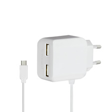 USB Netzteil Ladegerät Ladekabel Micro Kabel 2x Buchse Smartphone Adapter Weiß