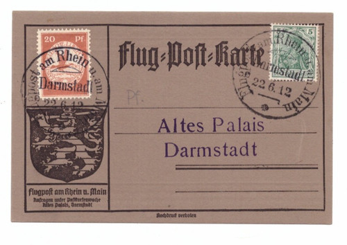 Original flugpost karte - karte, rhein