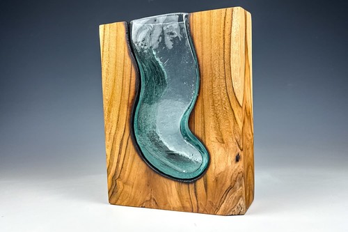 Glasvase holzkorpus handarbeit - holzkorpus,