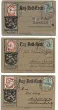 Flugpost am Rhein und Main 1912 3x Karten u.a. Worms Darmstadt Flugpost I und II