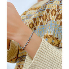 Ropekette + Armband silber Edelstahl Zopfkette Seilkette Kordelkette Herren Dame