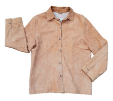 Leder Jackett Ziegen-Velour Wildleder  Blazer Sakko Milestone Damen Gr. 38 beige