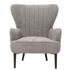 B-Ware Lounge-Sessel MCW-K37, Ohrensessel Retro Chenille 500g/m², grau