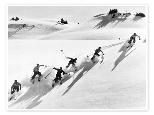Poster sechs skifahrer bei - bei, der