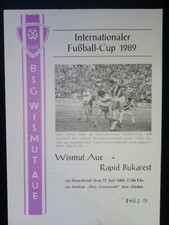 Wismut Aue - Rapid Bukarest 1989 IFC Intertoto Cup Programm DDR SEHR SELTEN