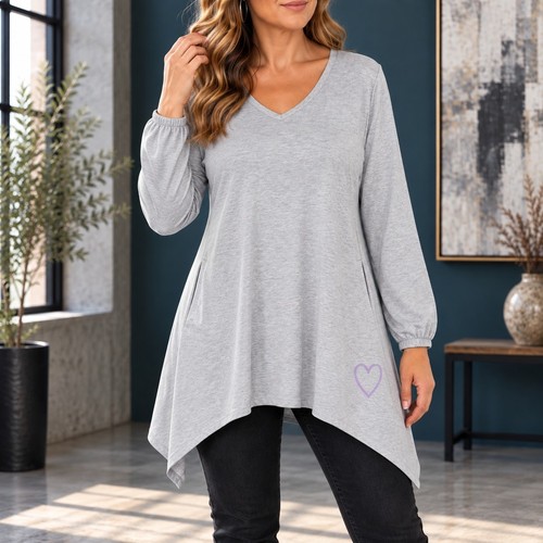 Shirt langarm longshirt zipfel - shirt,