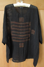 Handweberei Tröger • Top • schwarz • UNIKAT • Leinen/Seide • L • XL • Lagenlook