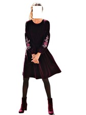 Laura Pannesamt-Kleid mit floraler Stickerei pflaume Gr. 44, Gr. 46 0919486072