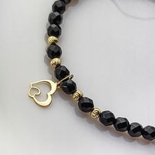 585 Onyx Herz Kordel Damen