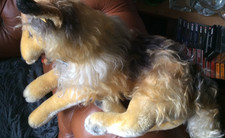 Collie Hund [ Steiff Tier ] Stofftier Fahne Knopf  4250/43 liegend