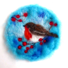 ♥WOLLBILD ROTKEHLCHEN RUND