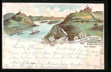 Lithographie Mehlem, Gasthaus Alter Vulkan, Rodderberg bei Rolandseck 1900 