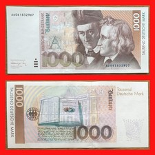 ? 1000 Deutsche Mark ?DM Schein Bundesbank vom 1.August 1991 ? AD0618329D7 ?