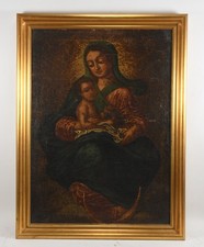 N92G54- Barock Gemälde Mondsichel Madonna mit Kind 18.Jh 