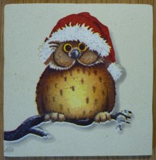 Deko HDF - Tiere Natur Vögel Garten Eule Kauz Weihnachten Schnee Winter