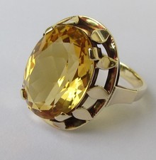 *VINTAGE CITRIN-RING*14K/585 GOLD*RW:58*EDELSTEINRING*SCHÖNER ZUSTAND*