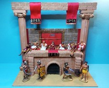 Zinnfiguren vollplastisch  Gladiatoren Arena  mit  12 Figuren. 75 mm 