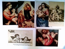 Raffael Santi, Madonnen, Engel, Hl. Familie, 6 Künstler AK, 1x gelaufen 1908, 5x