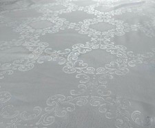 schön gemusterte alte Damast-Tischdecke, weiß, quadratisch, ca. 150 x 150 cm