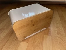 Ambition Brot Box Kasten  Bambus Schneidebrett Holz Brett  Weiß