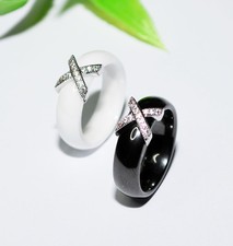 KERAMIK Ring STRASS silber