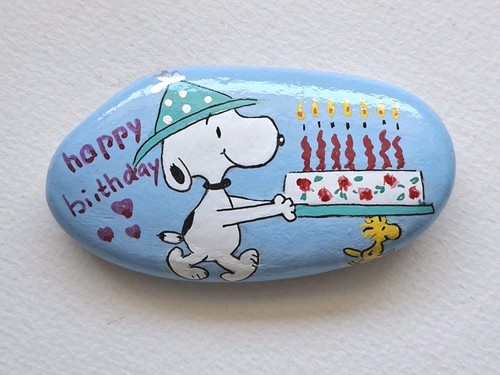 Bemalter stein happy - "..,