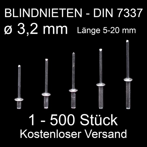 Blindnieten alu stah 2mm - stah, 3,2mm