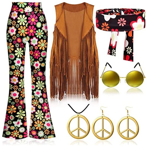 Damen hippie kostüm - kostüm, hose