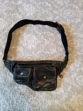 Bauchtasche Gürteltasche Hüfttasche echt Leder schwarz handgefertigt Unikat !!!