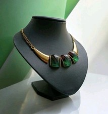 KETTE Modekette Blogger Collier Goldfarben antik/Grün/Rot Vintage  Modeschmuck